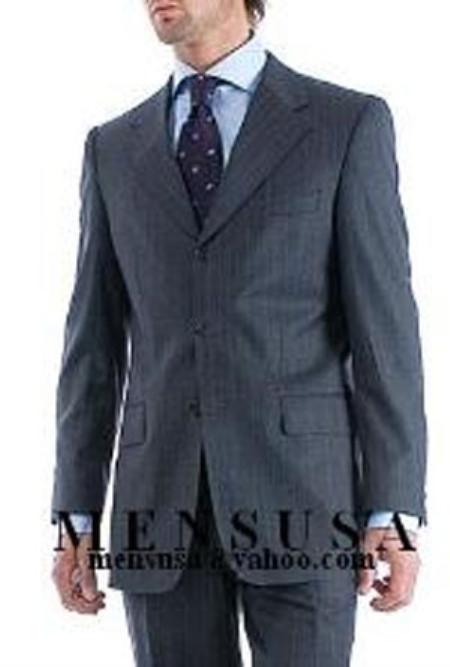 Dark Grey Masculine color Gray Pinstripe Superior Fabric 140's Wool Fabric Suit Side Vent 