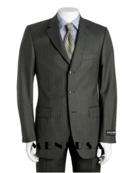 Dark Dark Grey Masculine color Gray Multi Pinstripe 3 Button Style Superior Fabric 120's Pleated Slacks Pants 