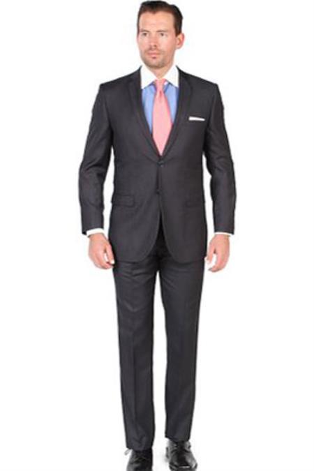  Slim narrow Style Fit Dark Grey Masculine color 2 Button Style Closure Single Breasted Notch Lapel Suit 
