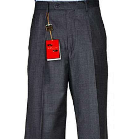 Dark Grey Masculine color Grey Wool Fabric Single-pleat Pants 