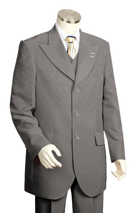3 Piece Vested Dark Grey Masculine color Fashion Long length Zoot Suit For sale ~ Pachuco men's Suit Perfect for Wedding