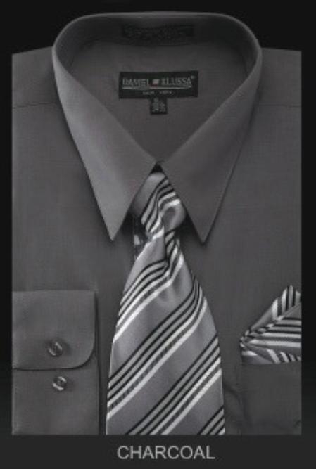 Affordable Clearance Cheap Mens Dress Shirt Sale Online Trendy - Dress Shirt - PREMIUM TIE - Dark Grey Masculine color 