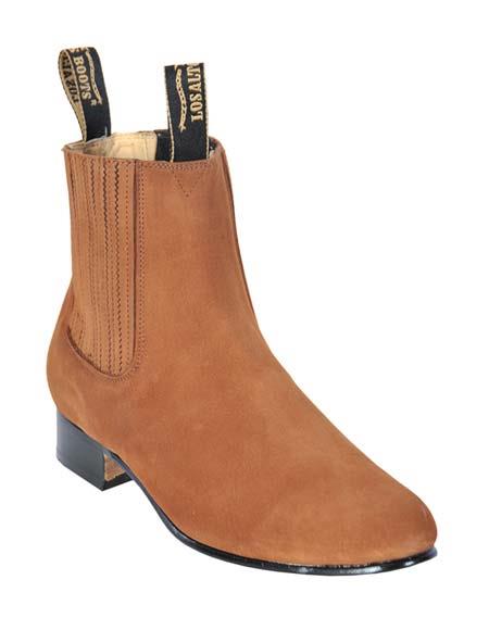 Men's Los Altos Boots Genuine Suede Charro Leather Sole Camel Short Boots