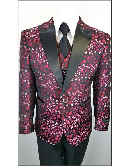  Boy's Kids Toddler Fashion Children Single Breasted Black ~ Fuchsia Vested  Suits For Teenagers 