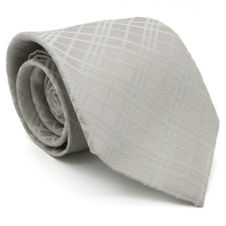 Slim narrow Style Cream White Gentlemans Necktie with Matching Handkerchief - Tie Set 