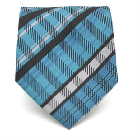 Classic Slim narrow Style Tourquoise Glen Necktie with Matching Handkerchief - Tie Set 