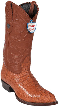 Wild West Cognac J-Toe cai ~ Alligator skin Hornback Cowboy Boots 