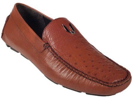 Cognac Full Quill Ostrich Driver Vestigium Driving Shoes for Online slip on loafers for 