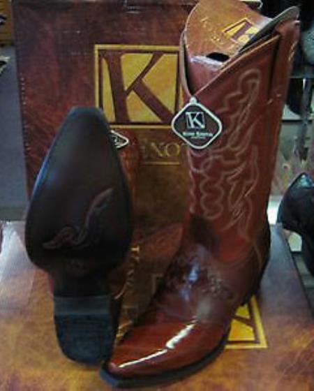 King Exotic Boots Cognac Snip Toe Genuine Eel Western Cowboy Boot 