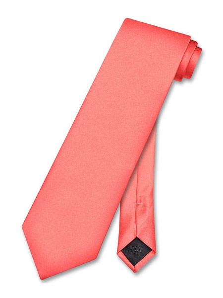  Men's Solid Pattern Polyester Coral Pink Neck Tie