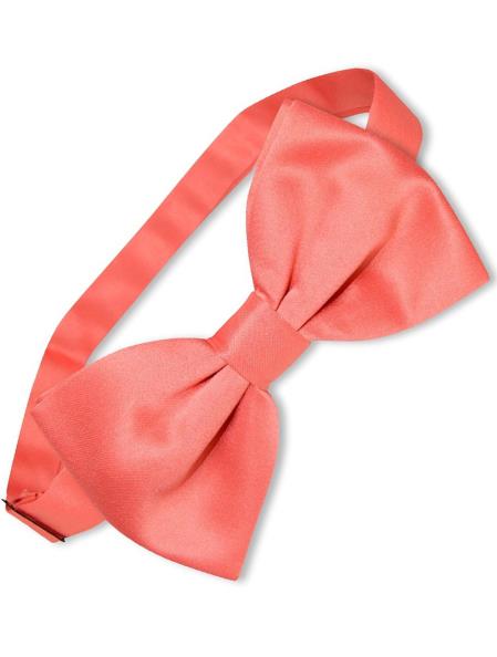  Men's Solid Coral Pink Tuxedo Pattern Polyester Tuxedo Bowtie 