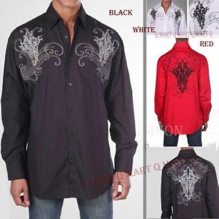 100% Cotton Stylish trendy casual Fashion Shirt With Embroidered Design Multi-Color 