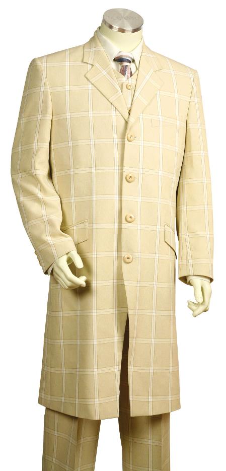 Stylish Long length Zoot Suit For sale ~ Pachuco men's Suit Perfect for Wedding Cream 