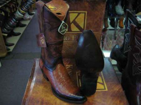 King Exotic Boots Snip Toe Genuine Crocodile Leather Piping Western Cowboy Boot EE+ Cognac