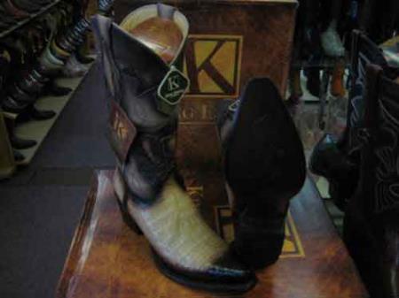 King Exotic Boots Oryx Snip Toe Genuine Crocodile Skin Western Cowboy Boot EE Tan