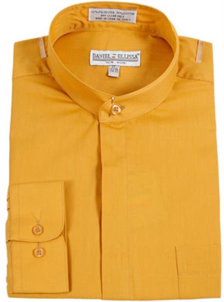 Daniel Ellissa Banded Collar Gold (Mustard) Dress Shirt 
