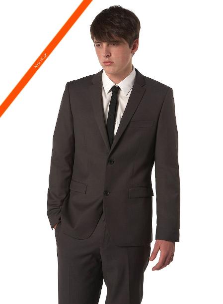 Ultra Slim narrow Style Cut Liquid Jet Black Suit in 2-Button Style 