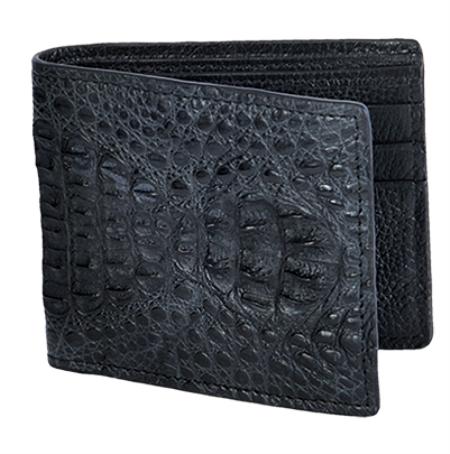 Wallet ~ billetera ~ CARTERAS Liquid Jet Black Genuine Crocodile Card Holder Wallet 