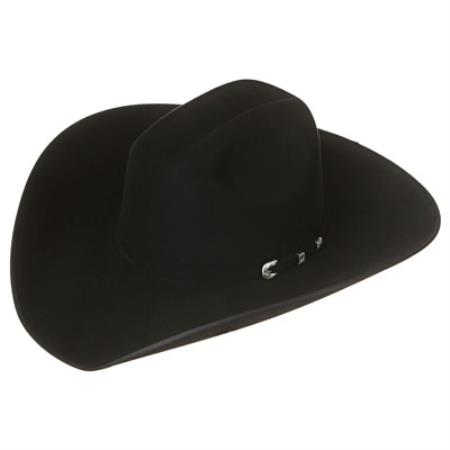 Classic Liquid Jet Black Felt Cowboy Hats 