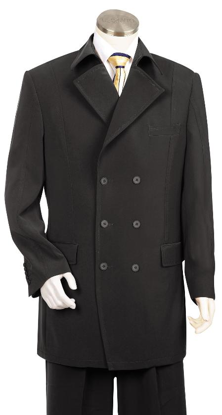 Liquid Jet Black 3 Button Style 1940s men's Suits Style