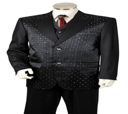 Liquid Jet Black 2 Button Style 1940s men's Suits Style