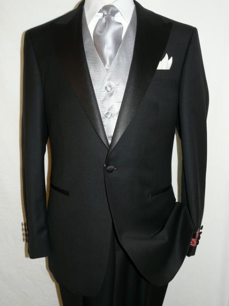Liquid Jet Black Tuxedo 100% Wool Fabric Superior Fabric 140's suit 