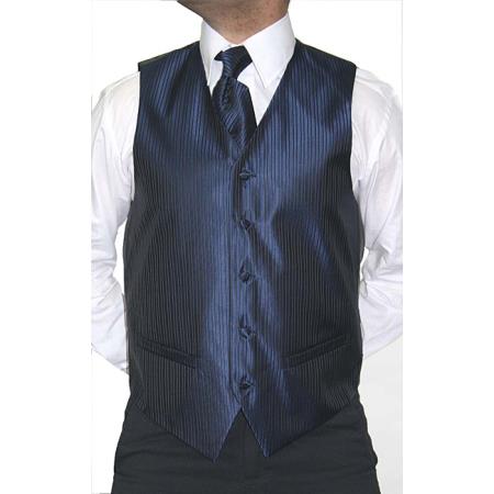 4-Piece Vest Tie Accessory Set Blue/Black 