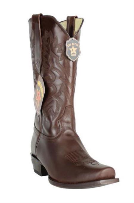  Men's 7 Toe Los Altos Boots Genuine Premium Leather Dark Brown Cowboy Handmade Boots