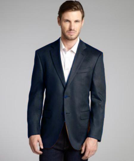 Dark Gray Wool Fabric & Cashmere Blend 2 Button Style Blazer