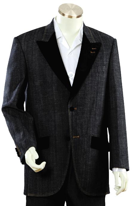 Luxurious Liquid Jet Black Long length Zoot Denim Fabric 1940s men's Suits Style For sale ~ Pachuco men's Suit Perfect for Wedding