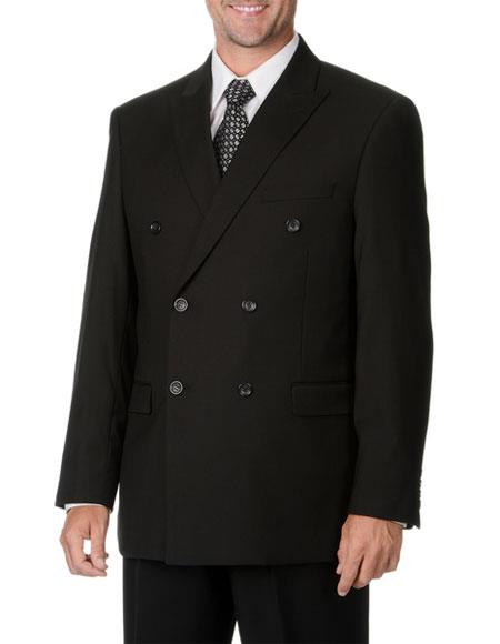  Caravelli Men's Double Breasted Button Closure Black Double Vent Suit 
