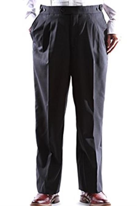  Men's Black Super 140s Stretch Wool Tuxedo Pants