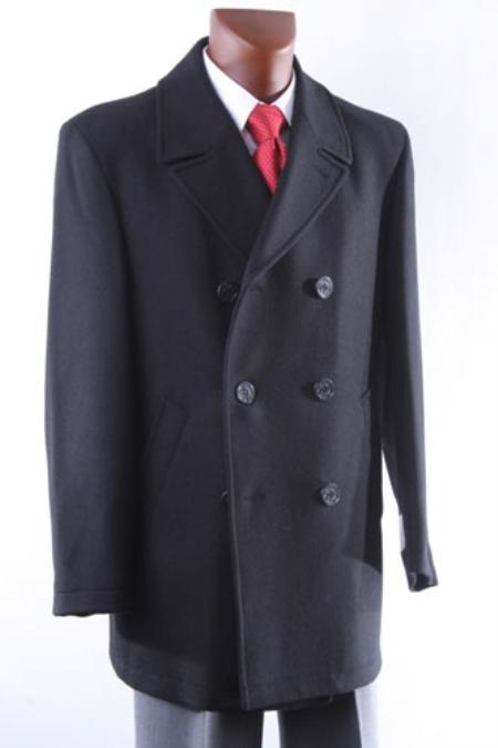 9087 Double Breasted Luxury Wool Fabric Peacoat 