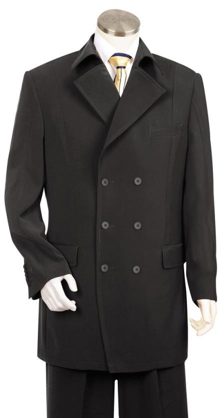  men's Double Breasted Button Fastener Zoot Suit Black