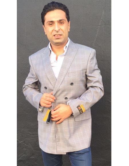  Alberto Nardoni Best men's Italian Suits Brands men's Double Breasted Checked Pattern Grey blazer ~ sport coat jacket