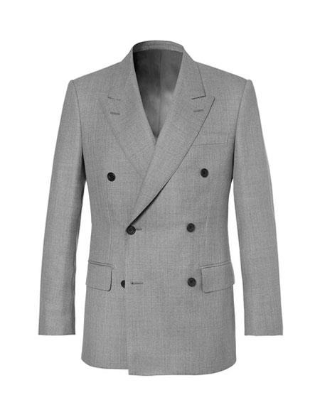  kingsman harry light grey Double Breasted Wool suit