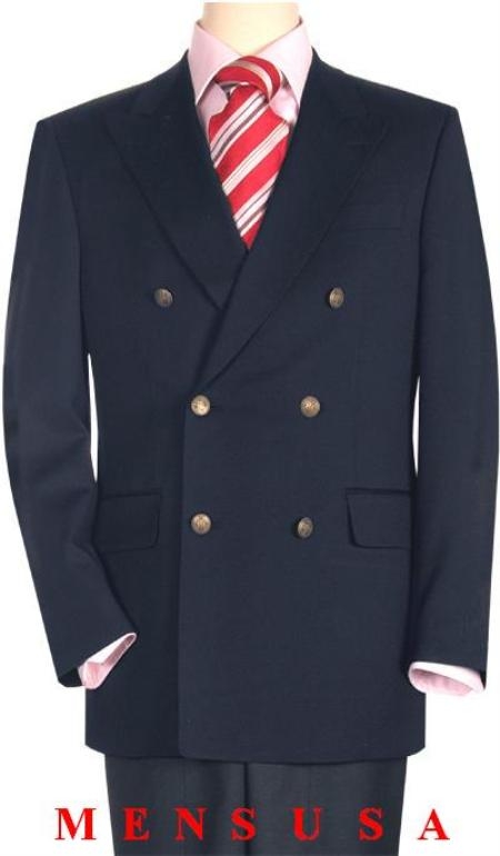 men's Navy Blue 100% Wool Fully Lined Fashion Two Piece Jacket