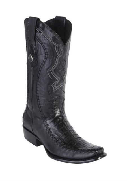  Men's Wild West Dubai Toe Style Black Genuine Caiman Belly Handcrafted Boots