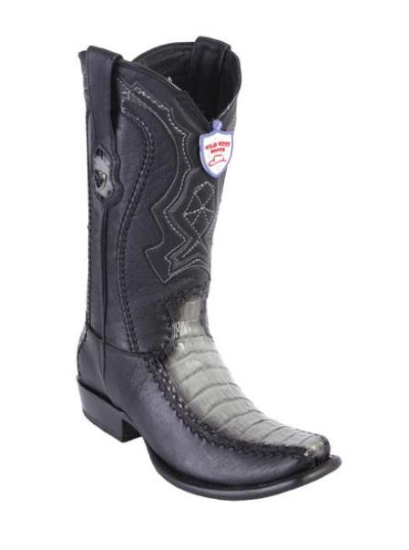  Men's Faded Gray Wild West Genuine Caiman Belly Dubai Toe Style Handcrafted Boots