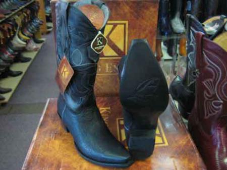 King Exotic Boots Snip Toe Genuine Shark Western Cowboy Boot EE Black