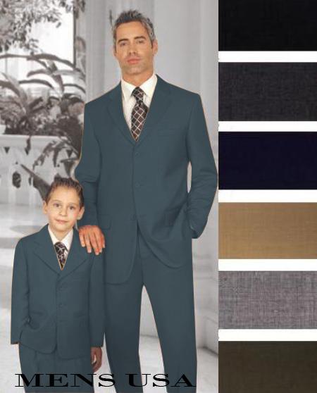 1 + 1 Boy Matching Set For Both Father And Son 2 or 3 Buttons Style option Wool Fabric Boys And Men Suit For Teenagers Dark Grey 