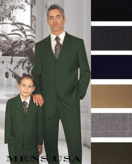 1 + 1 Boy Matching Set For Both Father And Son 2 or 3 Buttons Style option Wool Fabric Boys And Men Suit Dark Grey Masculine color Grey 