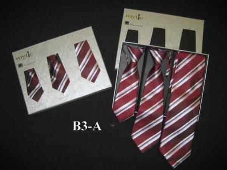  Mytie Father And Sons Burgundy Stain Resistant With Matching Ties Set
