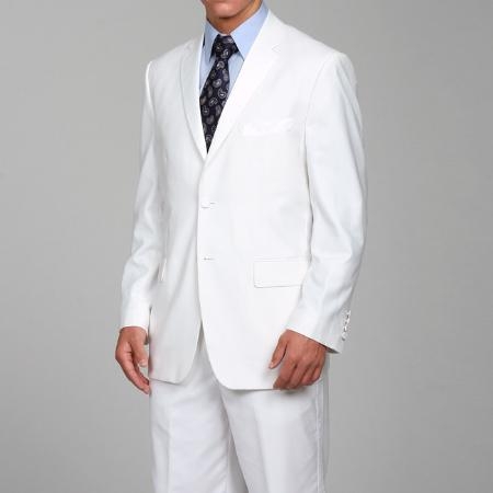 Designer Brand White Two-button Suit ( Jacket and Pants)  For Men With Flat Front Pants 