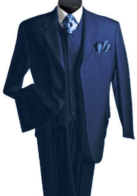 3 Piece Navy Blue Shade Three Piece Vested Suit 