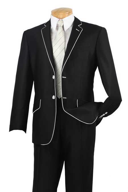 Tuxedo & Formal Slim narrow Style Fit Liquid Jet Black White Trim Suits for Online 