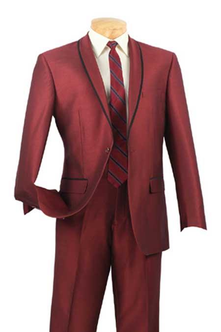 Shawl Collar Trimmed No Pleated Slacks Pants Tuxedo & Formal Slim narrow Style Fit Suits for Online Maroon Clearance Sale Online Wool