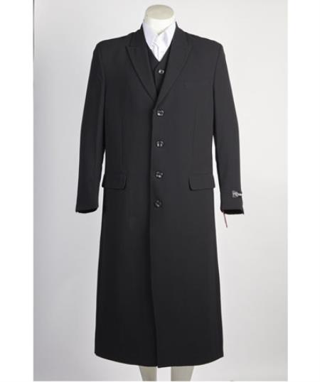  Men's 4 Button Black Single Breasted Suit 