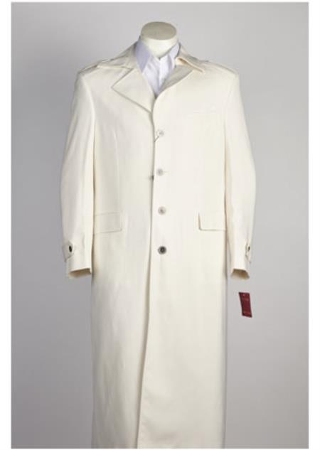  Men's 4 Button Off White Long Single Breasted Suit