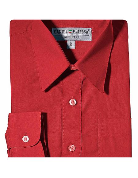  Boy's Daniel Ellissa One Chest Pocket French Cuff Red Dress Shirt